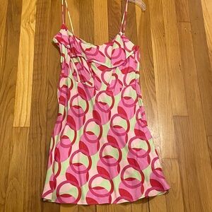 Zara Pink and Green Geometric Dress